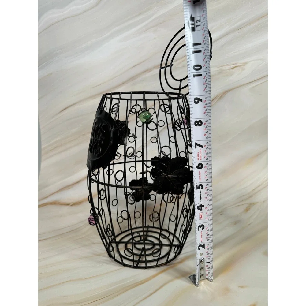 Metal Wine Cork‎ Barrel Decorative Holder Glass Beads Sturdy 6.5 x 6.5 x 9.5